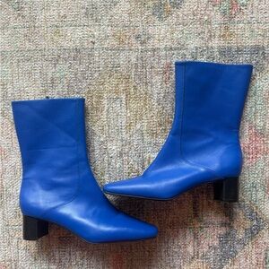 Bright Colbalt Blue Leather Women's Boots